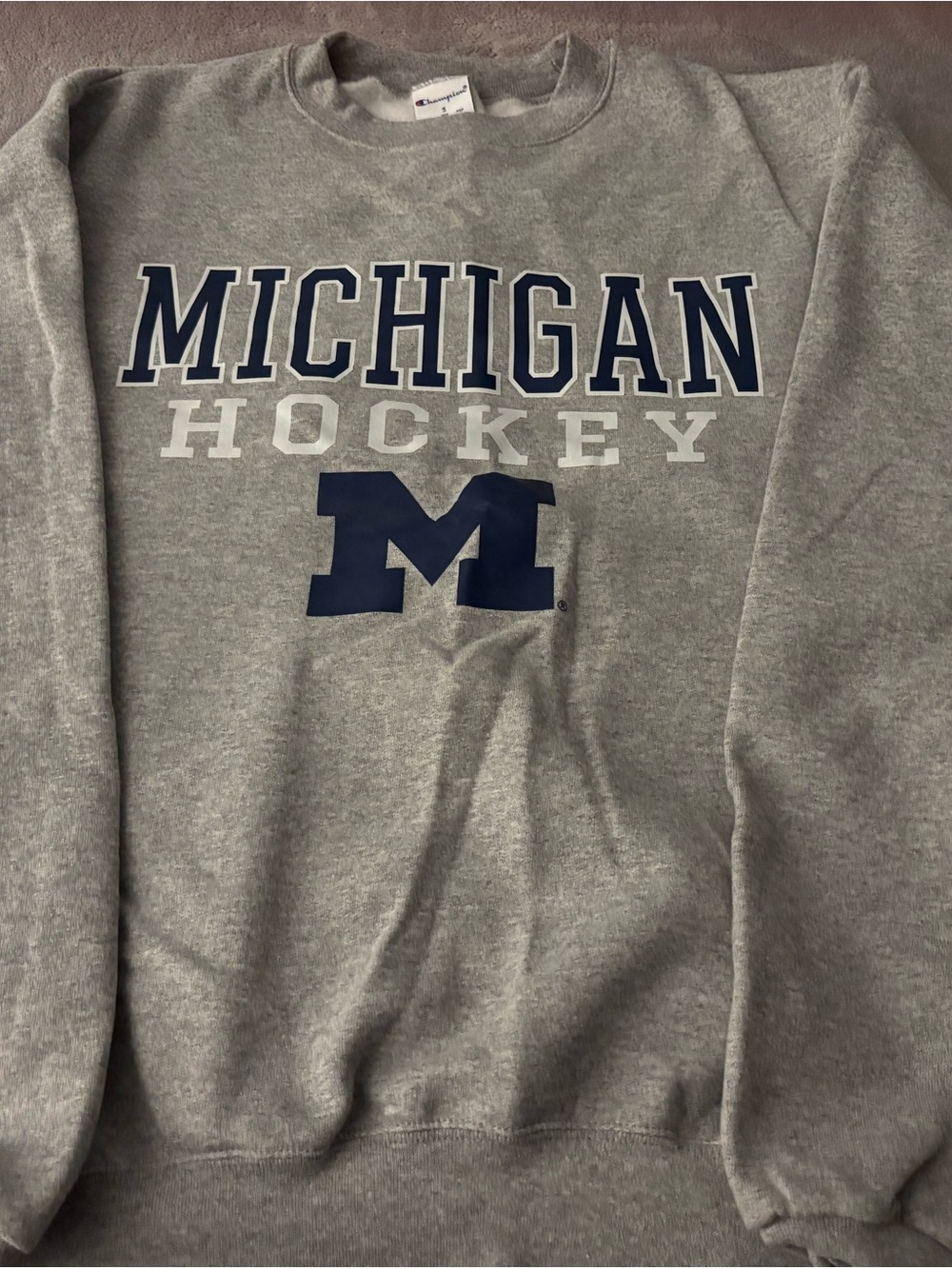 Champion Michigan Hockey Grey Crewneck Sweatshirt size small